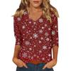 Women's Casual Fashionable Sexy Comfortable V-Neck Christmas Three-Quarter Sleeve Top