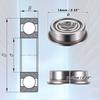 TEN 5x14x5mm Metal Shield Single Row Flanged Ball Bearings Silver Tone Universal