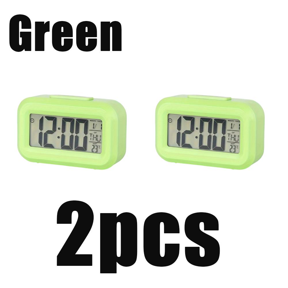 1/2pcs Smart Digital Alarm Clock Black White Lcd Display With Temperature Calendar Timer Led Light Home Office Travel Desk Clock