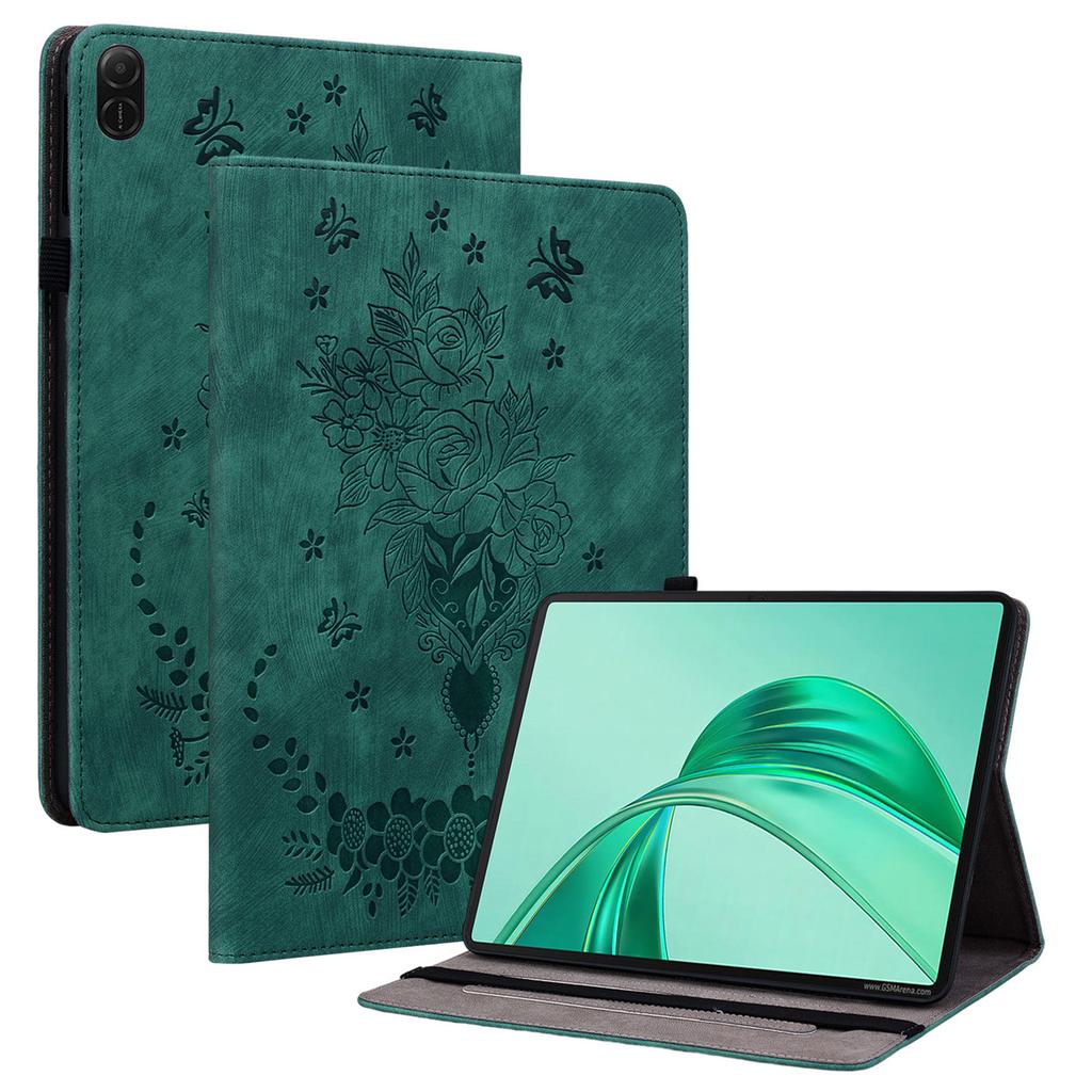 Für Honor Pad X8a Hülle Kartenhalter Kratzfest Lederhülle Rosenblumen Prägung