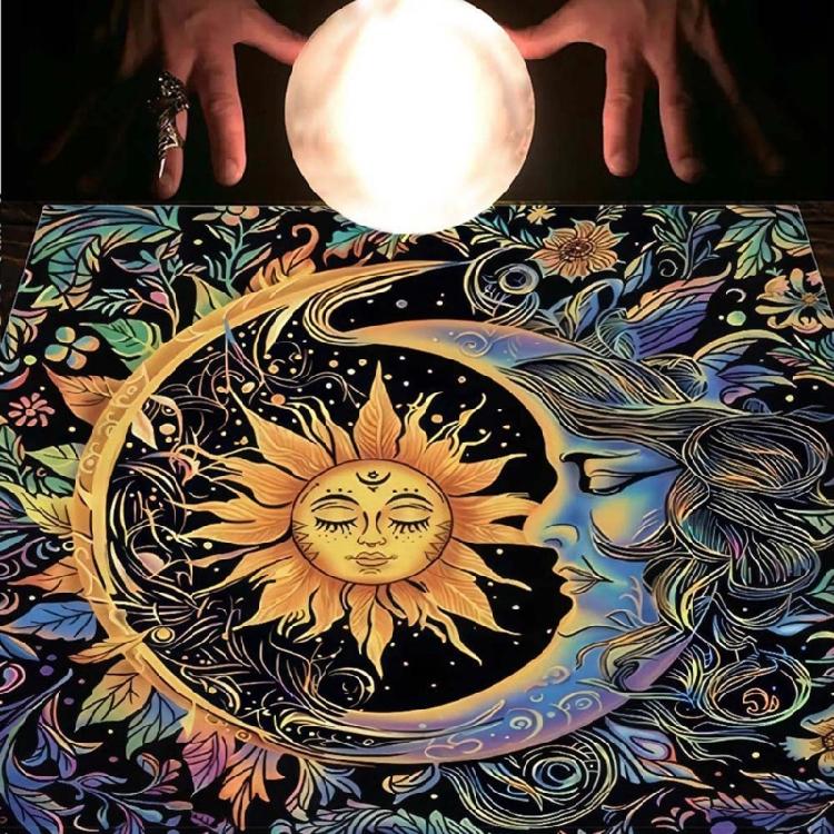 Moons and Sun Tarots Tablecloth Astrologys Witchcrafts Deck Cloth Wall Decoration
