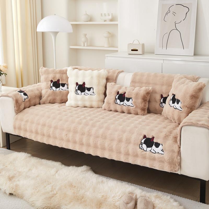 New Plush Sofa Cushion Autumn And Winter Non-Slip Seat Cushion Thickened Winter Leather Sofa Cover Backrest Cover Cloth Towel