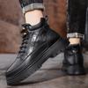 Fashion Casual leather men's boots Fashionable retro design style Leisure Business Party outdoor street walking thick soled Office shoes