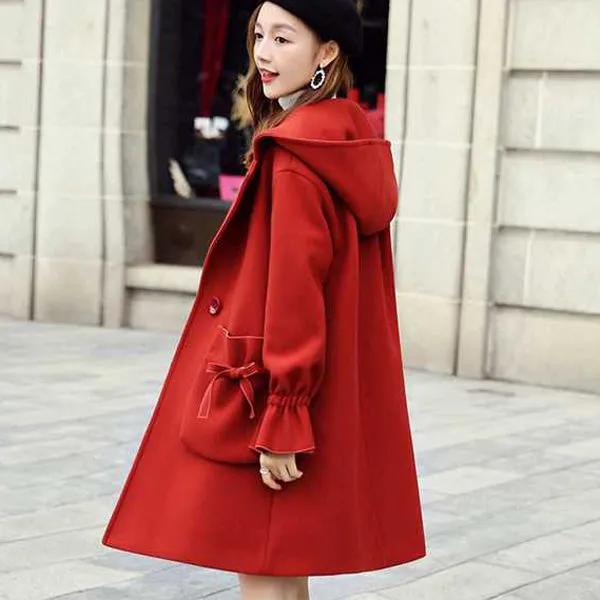 WTEMPO Christmas Red Coat Women's Thick Warm Autumn Winter Large Size Plush Jacket Turn-down Collar Streetwear Coat