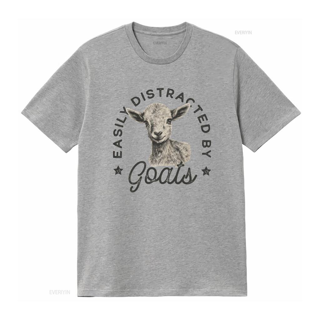 Easily Distracted By Goats T Shirt Cute Farm Animal Lover  vintage Washed Comfortable designer clothes Stylish homme Versatile