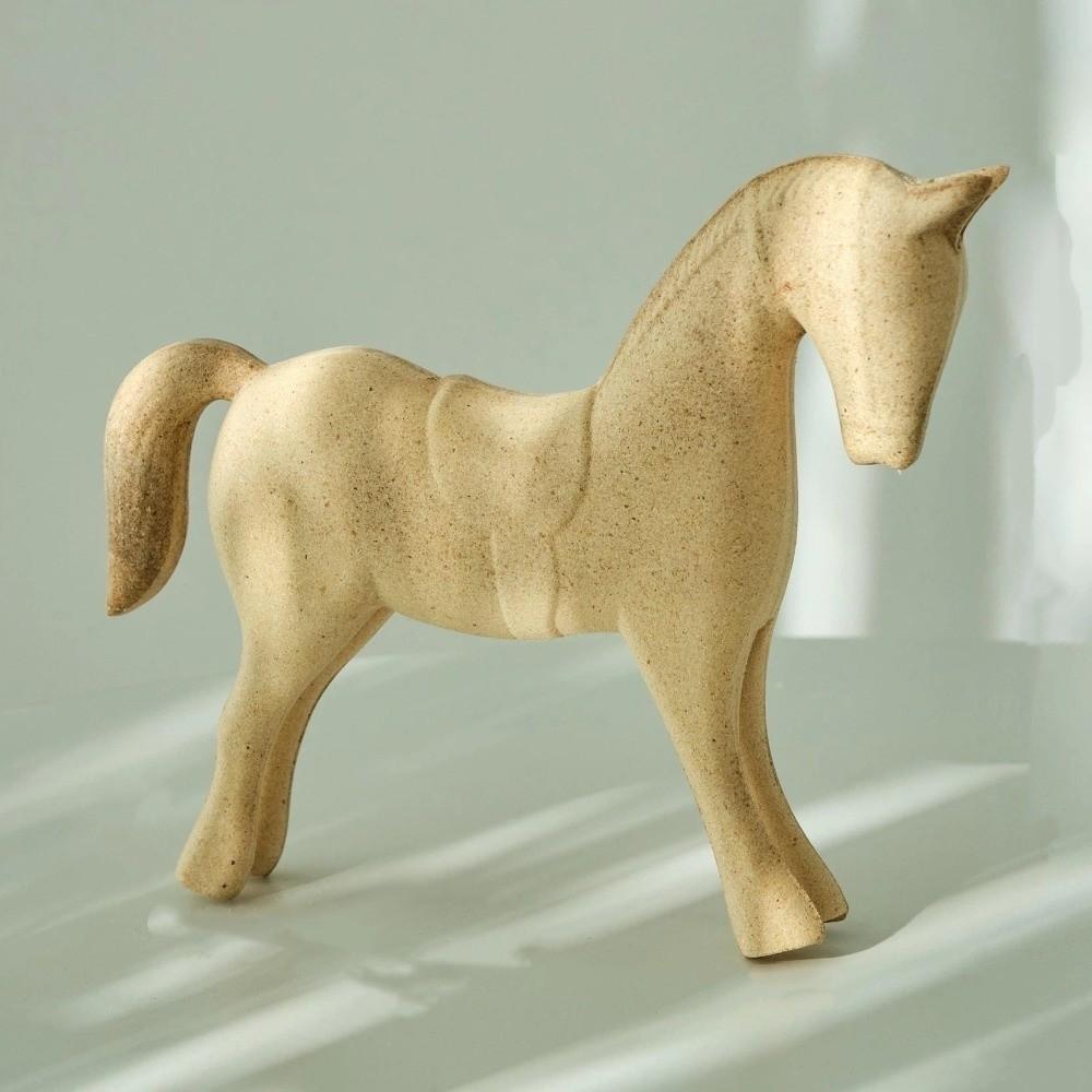 Farmhouse Style Unpainted Horse Statue Handmade Blank Animal Figurine Wooden Horse  Festive Event