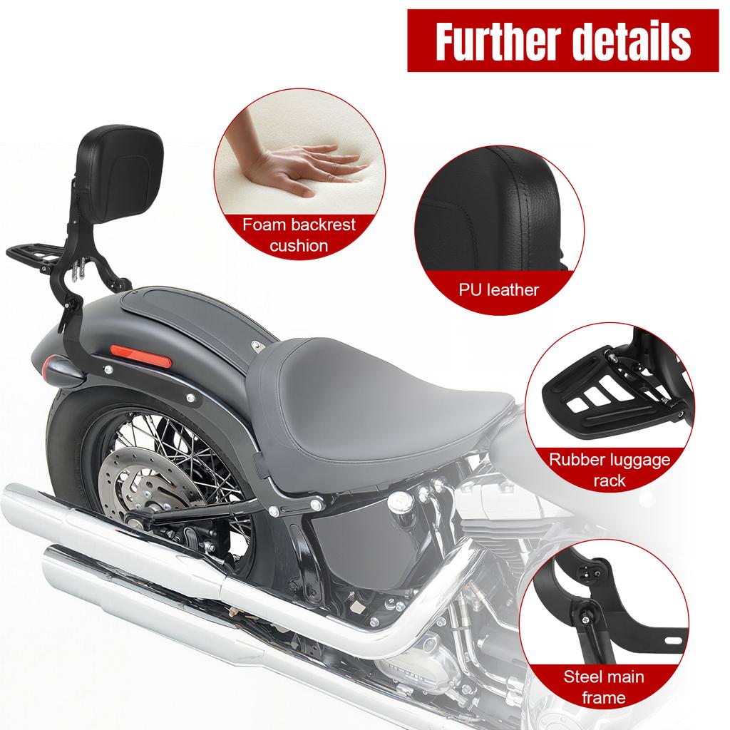 Motorcycle Passenger Backrest Pad Adjustable Rider Backrest Rotatable Multi-Purpose for Harley14-22 Street750/500 XG750/500