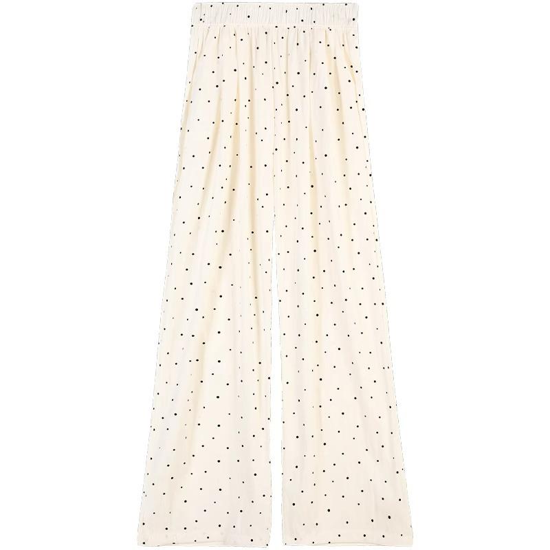 2025 Women's High-Waist Ice Silk Polka Dot Wide-Leg Pants by Yamamoto