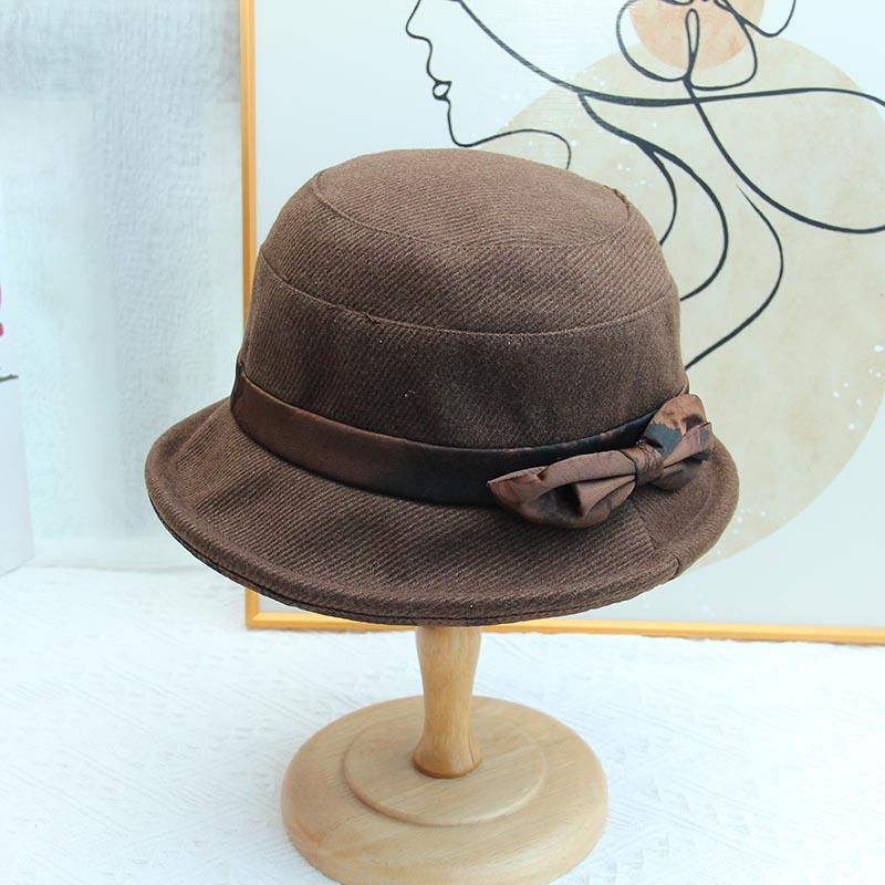 Middle-aged and elderly hat female autumn and winter old lady grandma foreign style cloth hat casual warm bucket hat mother old man basin hat