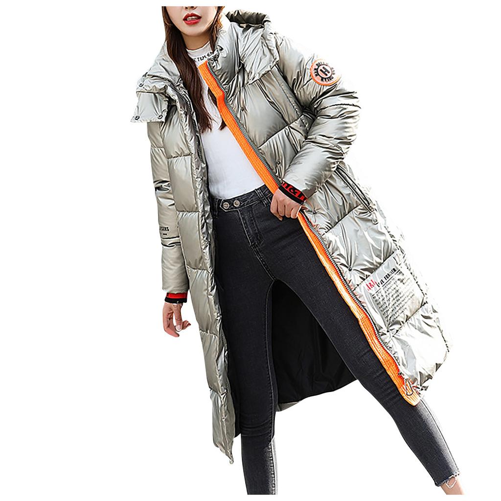 Women's Winter Fashion Long Over-The-Knee Hooded Thick Padded Jacket Coat