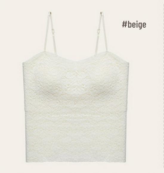 Autumn/Winter Rose Floral Lace Spaghetti Strap Seamless Bandeau Vest