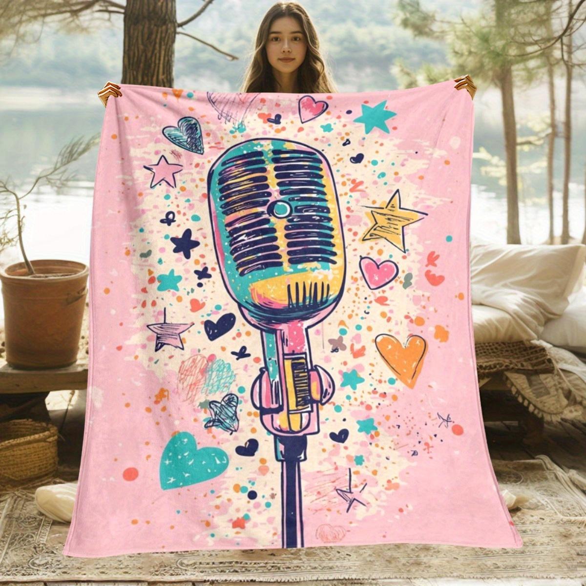

1 Vintage Microphone Design Flannel Blanket Soft and warm perfect for camping sofas beds and chairs a great holiday gift 75x100cm