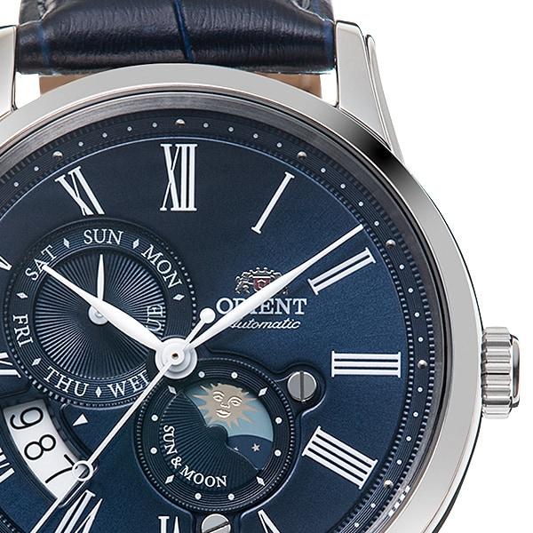 Orient Herren TRN-AK0004L (Orient Classic SONNE & MOND) Runde Uhr Blau Edelstahl Mehrzeiger Analog