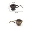 Room Decor Alloy Lotus Hand Stove Small Retro Copper Brass Incense Holder Hollow Out With Cover Incense Burner Sandalwood