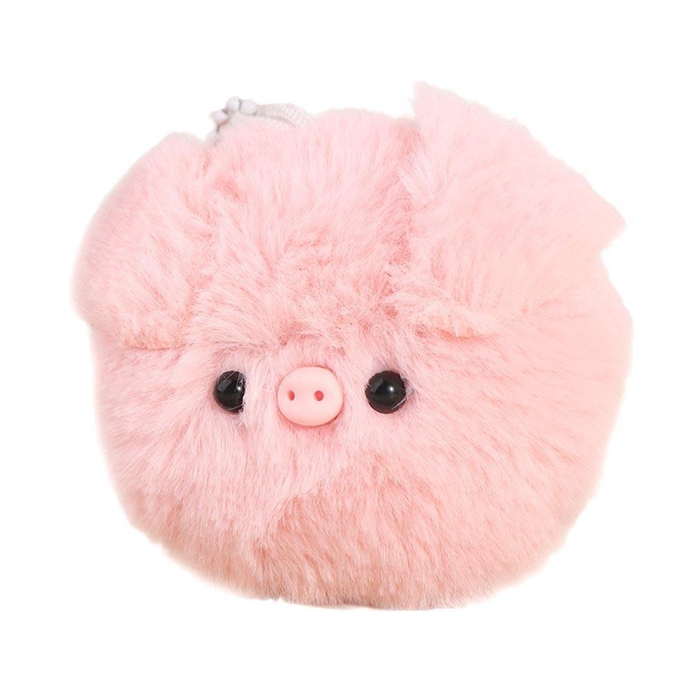 Soft Plush Pig Head Bag Pendant Animal Keychain Plush Pig Keychain  Female Lady Girl