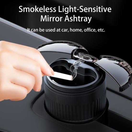 Ashtray Automatic Opening Closing Infrared Sensor USB Rechargeable Smokeless Light-Sensitive Mirror Ashtray Interior Accessory