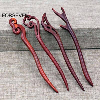 Natürliche Rotsandelholz Haarnadeln Clips für Frauen Mädchen Männer Retro Haarstäbe Gabeln Chinesischer Essstäbchen-Stil Haarspange Haarschmuck