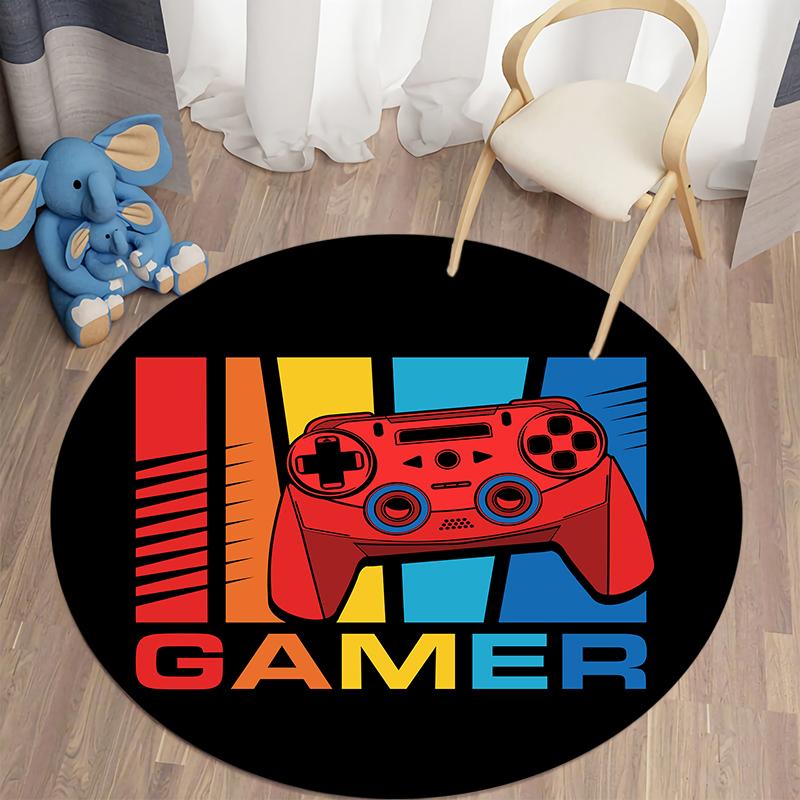 Gamepad Round Carpet for Living Room Mat for Children Carpet Floor Rug Bath Mat Bedroom Carpet for Children's Room Doormat