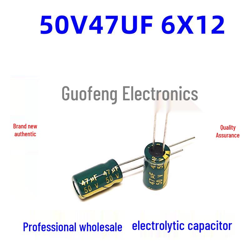 Jwco 470uF 35V High-Frequency Low-ESR Electrolytic Capacitor, 10x17mm, Green-Gold