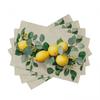 4 Stück Zitrone & Blatt Tischsets, Zitrus-Thema Design, Strapazierfähiges Polyester, Maschinenwaschbar, Ideal für drinnen/draußen