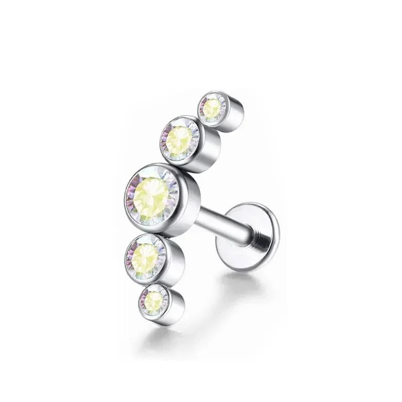 G23 Titan Piercing 16G 18G Innengewinde Labret Lippenknorpel Piercing 5A Zirkon Opal Tragus Ohrringe Körperschmuck