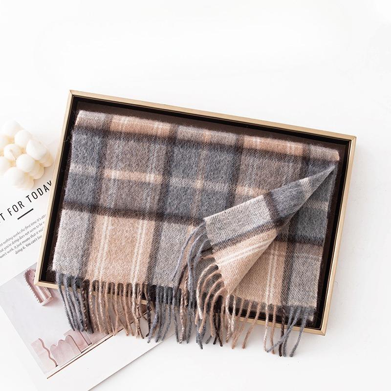 Autumn and Winter New British Style Pure Cashmere Scarf Plaid Scarf Men's Warm Neck Protector Couple Style