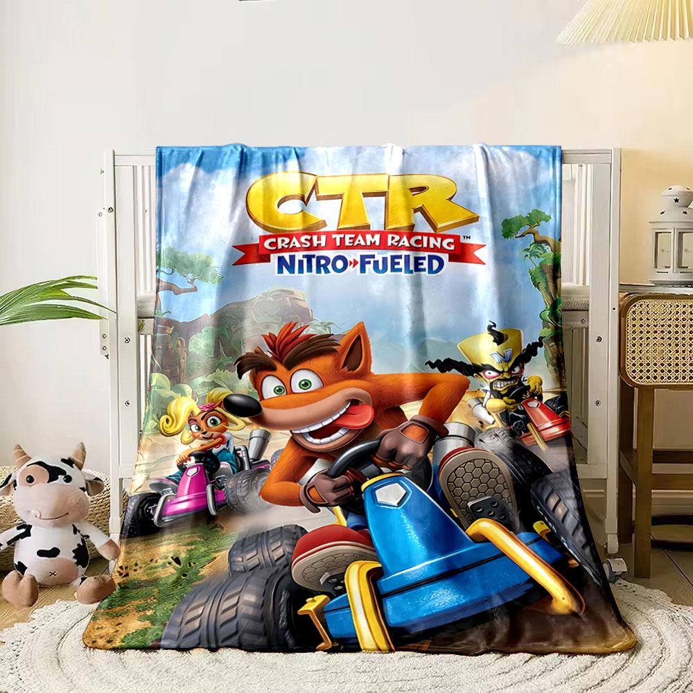 

Cartoon characters racing in colorful go-karts with vivid surroundings. for all seasons blanket lunch break throw gift 80cm x 120cm