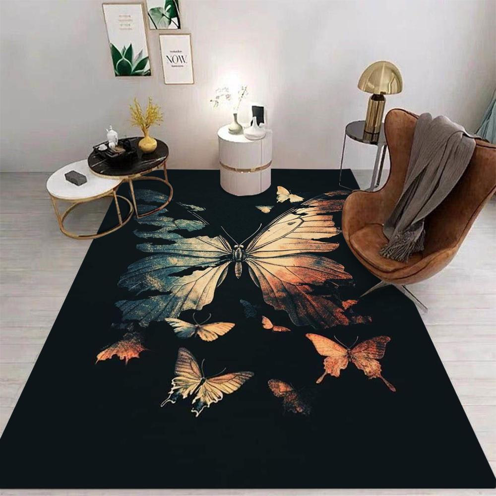 Vintage Floral Butterfly Ink Style Carpet Carpets for Bed Room Washroom Floor Mat Rugs for Living Room Chair Living Room Rug