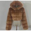 Women's Cropped Hooded Faux Fur Coat, Fluffy Warm Winter Short Jacket, Fashion Furry Outerwear