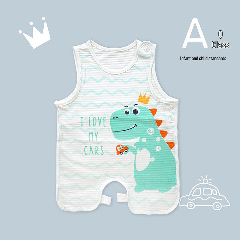 Bavoir d'été mignon Tao Baby en coton à demi-dos et leggings fins protecteur de ventre pour nouveau-nés
