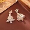 Hot-Selling Pink Zircon Pendant Necklace & Super Shiny Fairy-Style Earrings Set - Cute, Fresh Christmas Tree Design