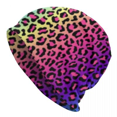 Regenbogen Tier Leopard Skullies Beanies Caps Unisex Outdoor Winter Warme Strickmütze Erwachsene Flecken Afrikanisches Tier Fell Motorhaube Hüte
