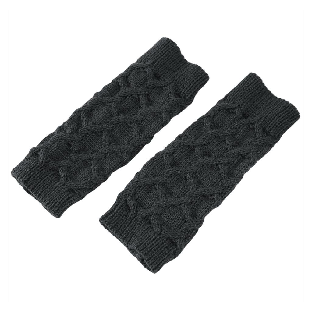 Knitted Gloves Wrist Length Fingerless Gloves with Thumb Hole Stretchy Mittens