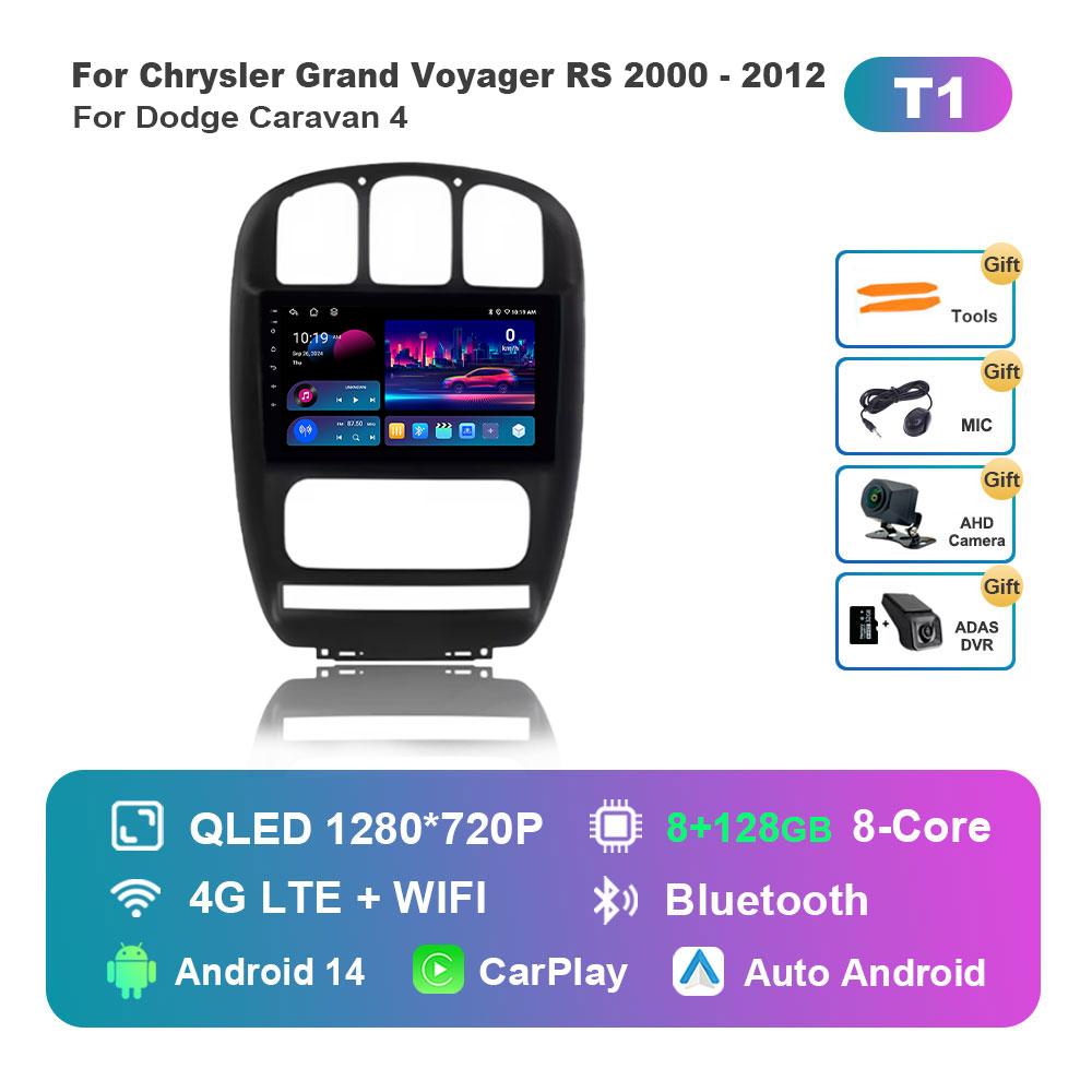 Car Radio Multimedia Player Android 14 System for Dodge Caravan 4 For Chrysler Grand Voyager RS 2000 - 2012 GPS Navi WiFi BT