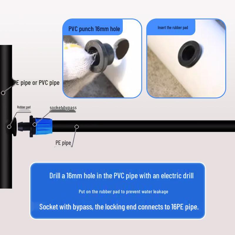 16-teiliges Tropfbewässerungs-Zubehörset: Verbinder, Sprinkler, Band und T-Stücke für die landwirtschaftliche Bewässerung