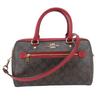Used Handbag Signature 83607 PVC/leather Brown Red Mini Boston