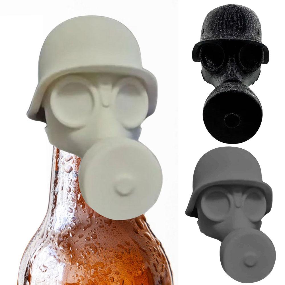 Funny Gas Mask Beer Bottle Cap Reusable Beer Bottle Cover Beer Bottle Topper for Liquor Preservation & Dustproofing