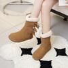 Leather snow boots women's winter new boots fleece warm round head comfortable versatile thick-soled cotton boots women's shoes