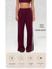 Women's Loose Wide-Leg White Striped Casual Pants - Anti-Pilling Modal, Autumn/Winter Collection