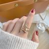 Korea  Fashion Jewelry 14K Real Gold AAA Zircon Pearl Butterfly Ring Elegant Opening Adjustable Women's Birthday Gift ring