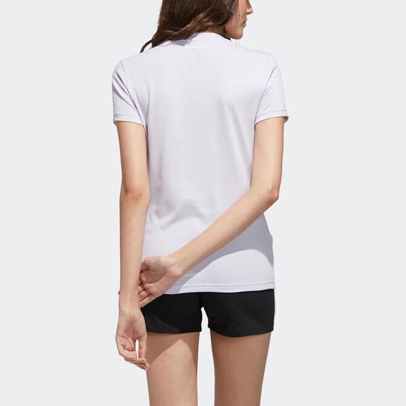 Adidas Neo Letter Print Round Neck Sports Short Sleeve T-Shirt Women Tops White FP7369