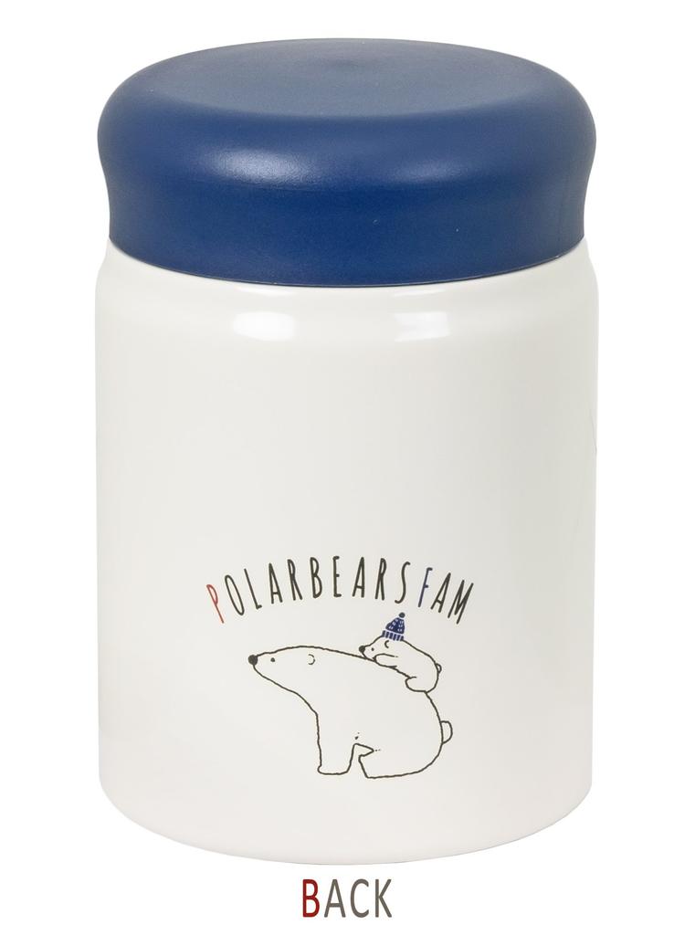 POLAR BEARS FAM Food Stainless Steel Food Pot with Heat and Cold Navy Pot, 320ml, Lightweight, Double-Walled Vacuum-Walled Insulation, (RBA-PB32NV)