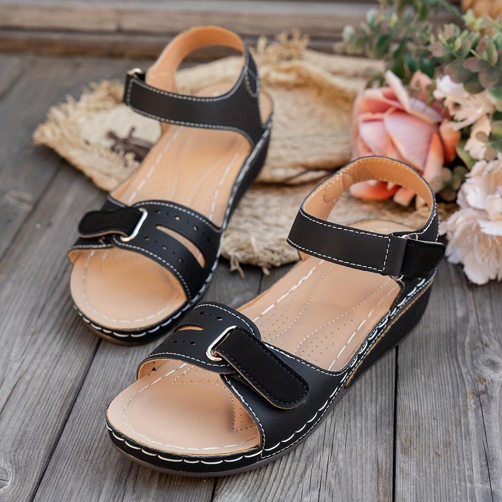 Women's Casual Sandals, Solid Color, Open Toe, Low Heel, Quick Release Buckle Closure, All Season, Man-made Material, PU Sole - Fashion Shoes