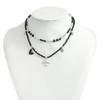 Elegant Gothic Plane Pendant Necklace with Black Beaded Charm and Adjustable Chain Decoration for Trendy Women