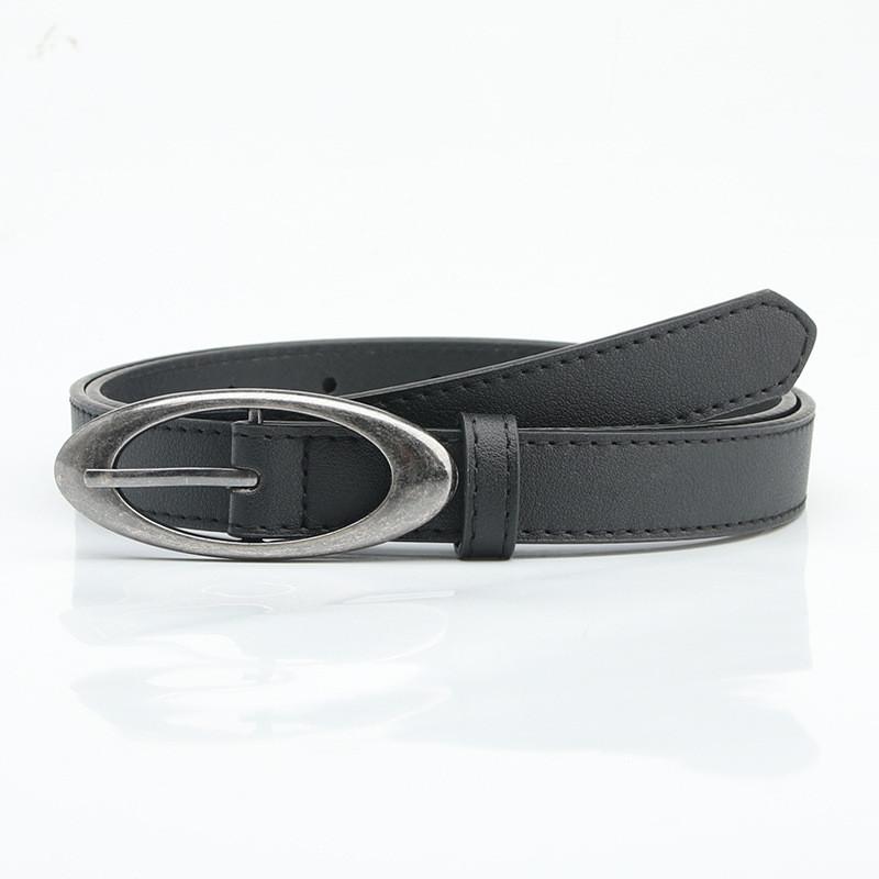 Modern Womens Leather Waist Belt With Silver Alloy Pin Buckle For Daily Wear
