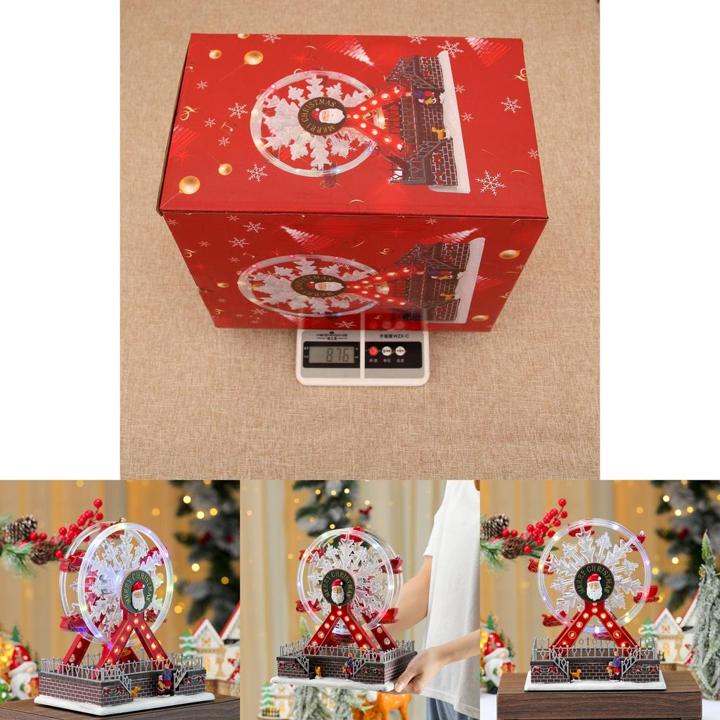 Santa Claus Themed Luminous Ferris Wheel Music Box For Holiday Celebrations