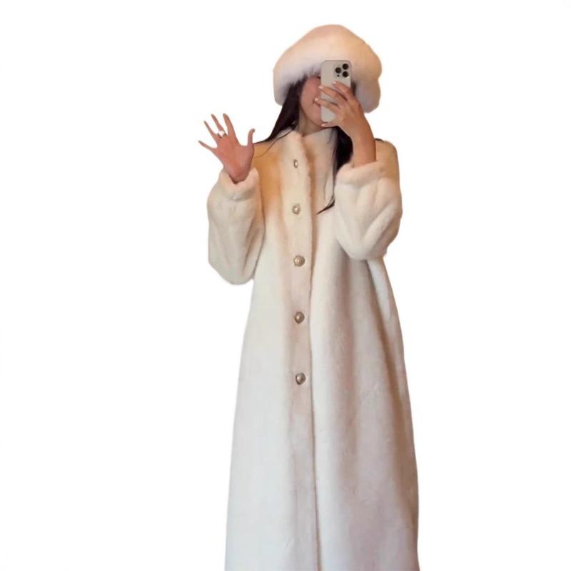Autumn and Winter Thickened Long Fur Integrated Fur Coat Women's High Sense Light Fashion Simple Coat Tide