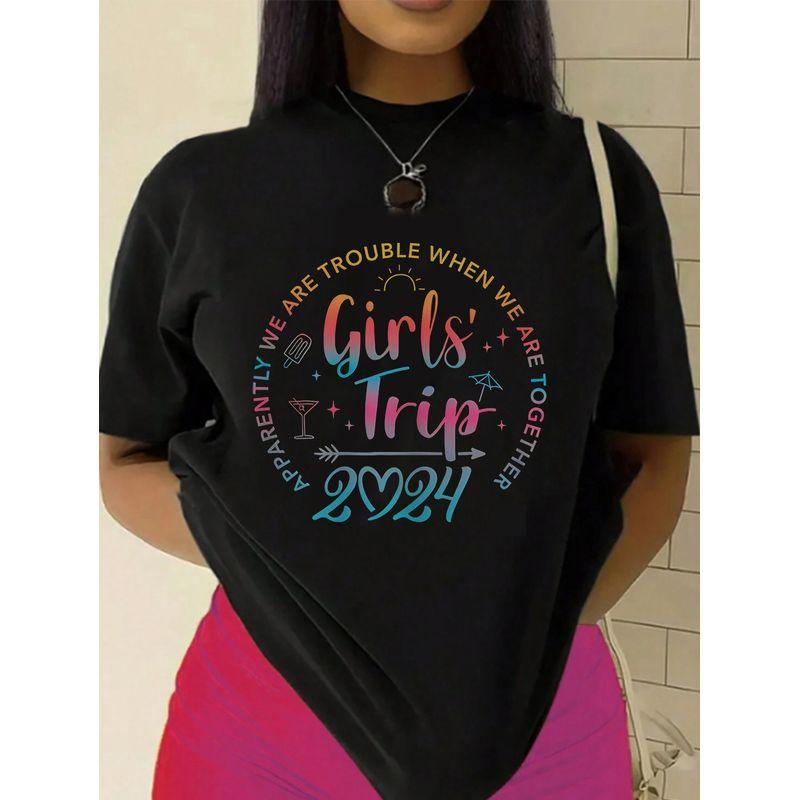 Western Style Fashion Casual Print T-shirt Top Fashion Printed Cotton T-shirt Top