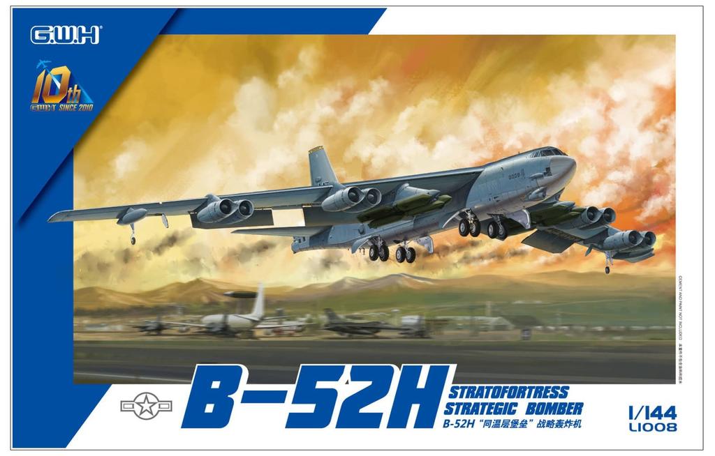 Great Wall Hobby 1/144 Scale US Air Force B-52H Strategic Bomber, 337mm Long, Plastic Model Kit, L1008