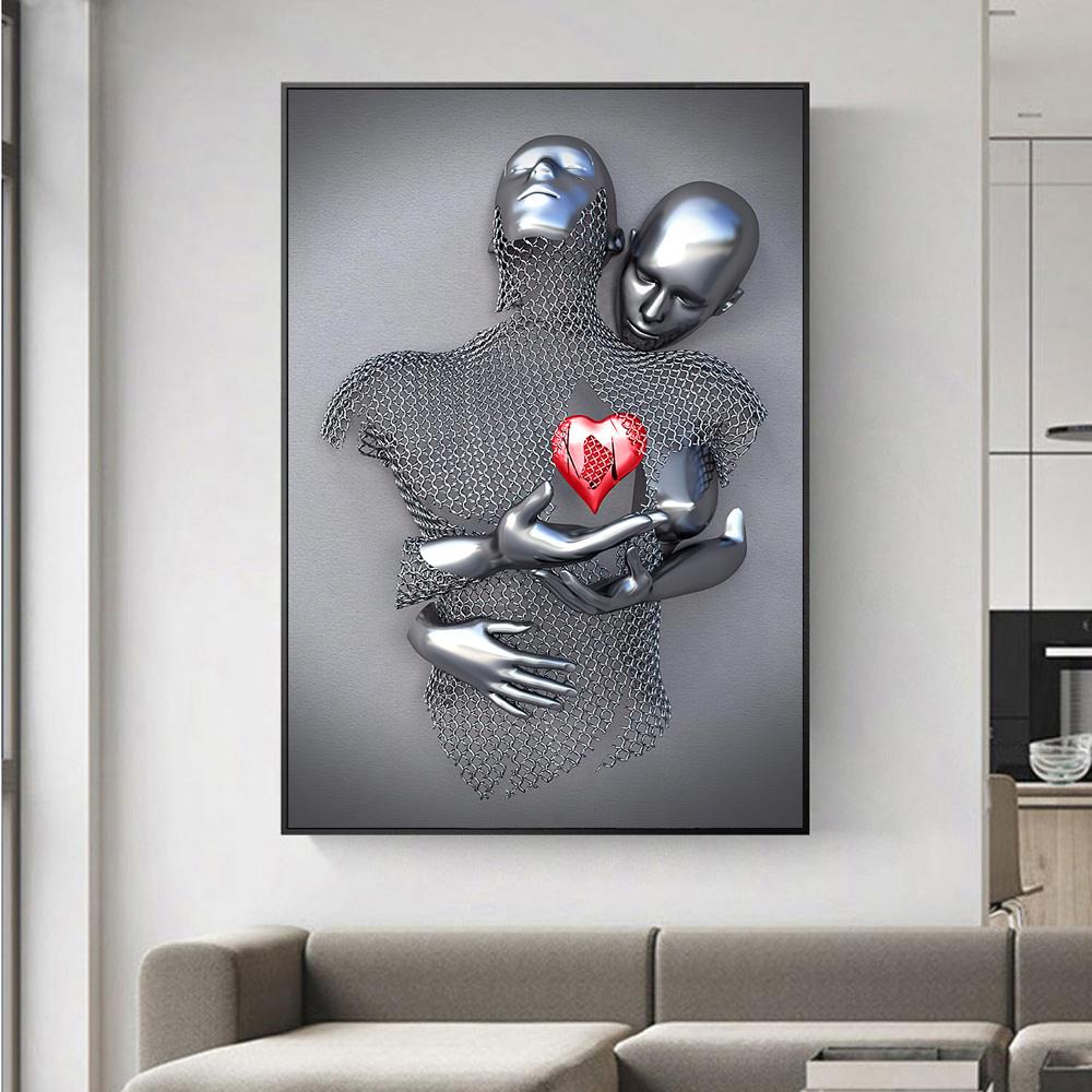 Kovové figurky Nástěnné Umělecké obrazy Tisk na plátně Art Lover Plakáty a grafiky Portrétní malby Home Decor Bez rámečku